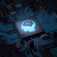 A conceptual image of a microchip from the AI Digest page of the Science Japan website
